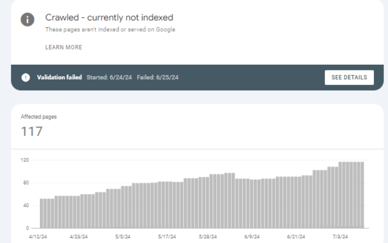 Crawled Not Indexed 